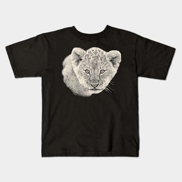 Cute Baby Lion Face Kids T-Shirt by scotch